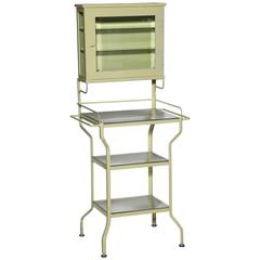 Edwardian Celery Enameled Etagere with Enclosed Storage and Five Glass Shelves 3