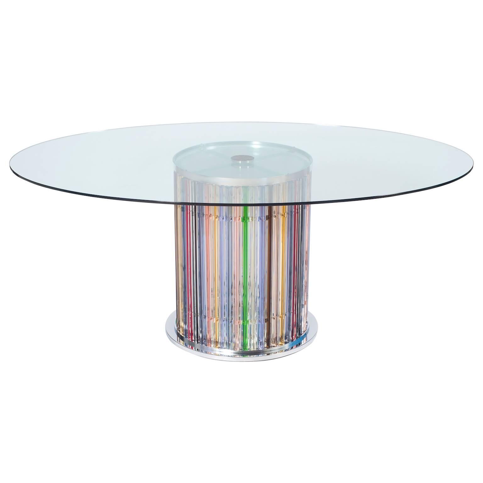 Italian Murano Dining Table with Lights in the Stem, circa 1980s