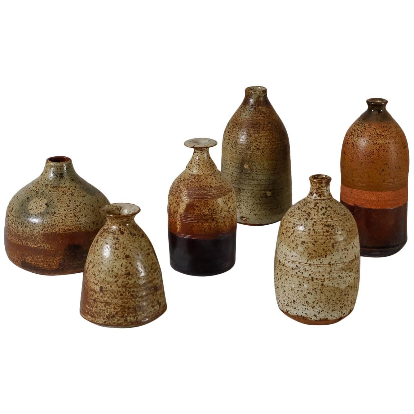 Franco Agnese Collection of Six Ceramic Vases, France, 1960s