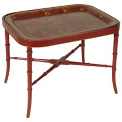 Chinoiserie Decorated Tole Tray on Stand