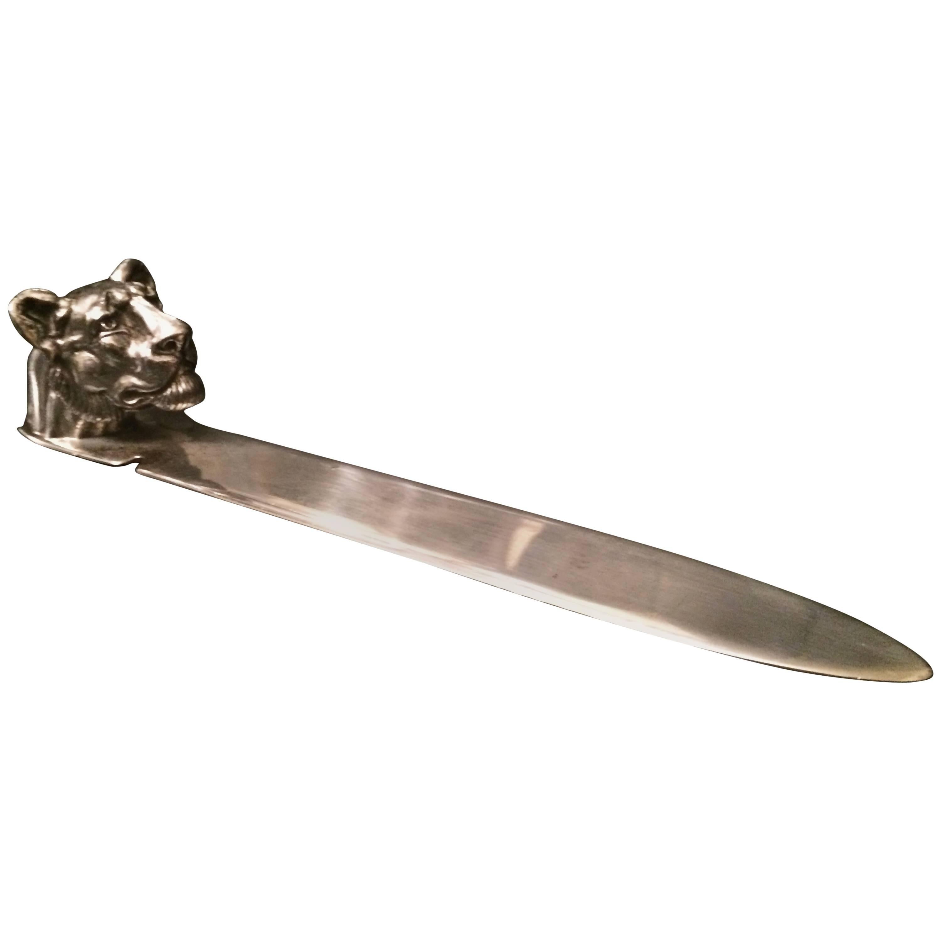 Reed & Barton Silver Plate Lions Head Letter Opener