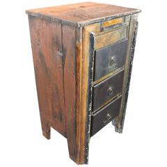 Vintage Folk Art Handmade Three-Drawer Cabinet