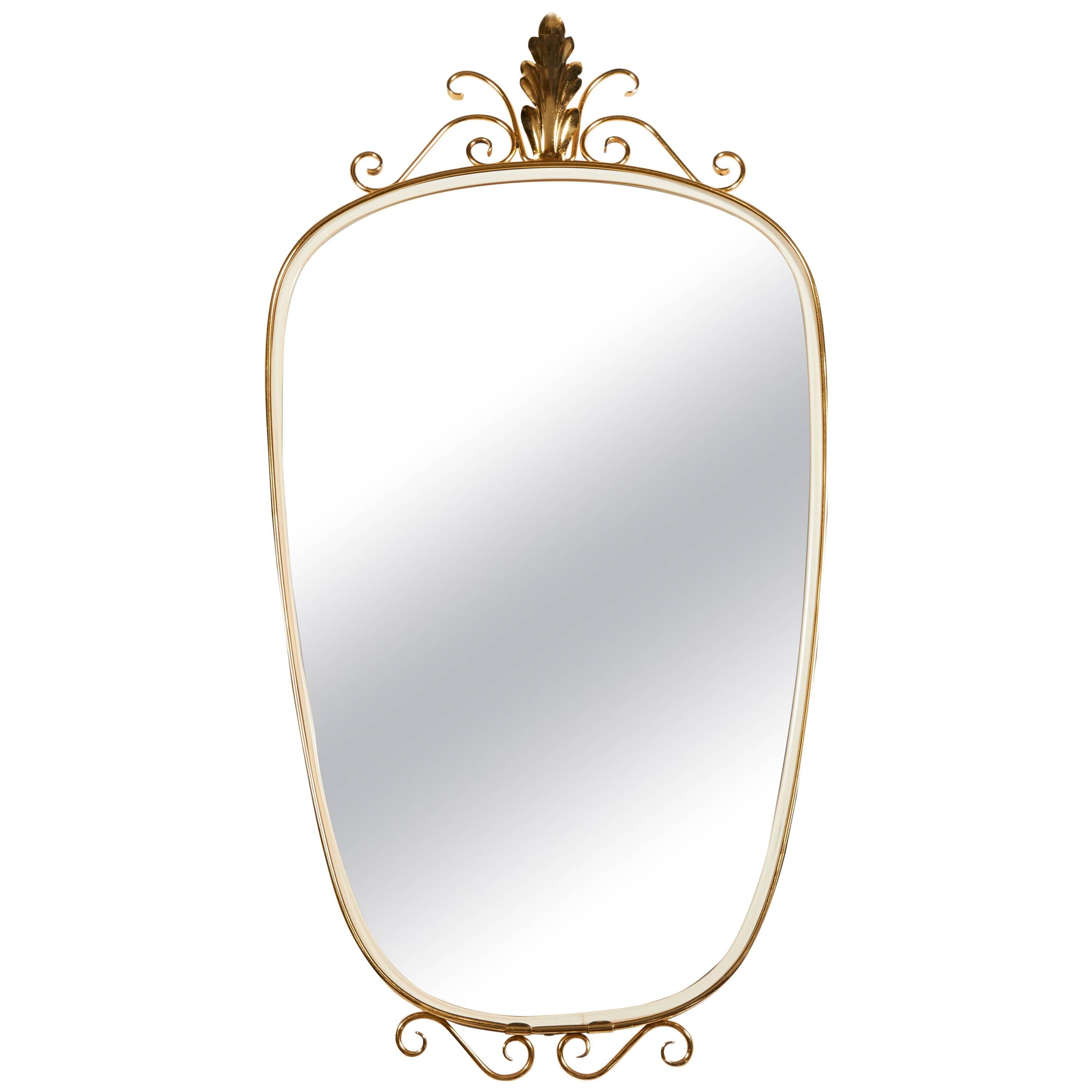 Italian 1950s Brass Frame Oblong Mirror