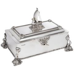 Antique Arts and Crafts Silver Jewelry Box
