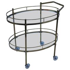 1960s Maxwell Phillips NYC Solid Brass Bar Cart