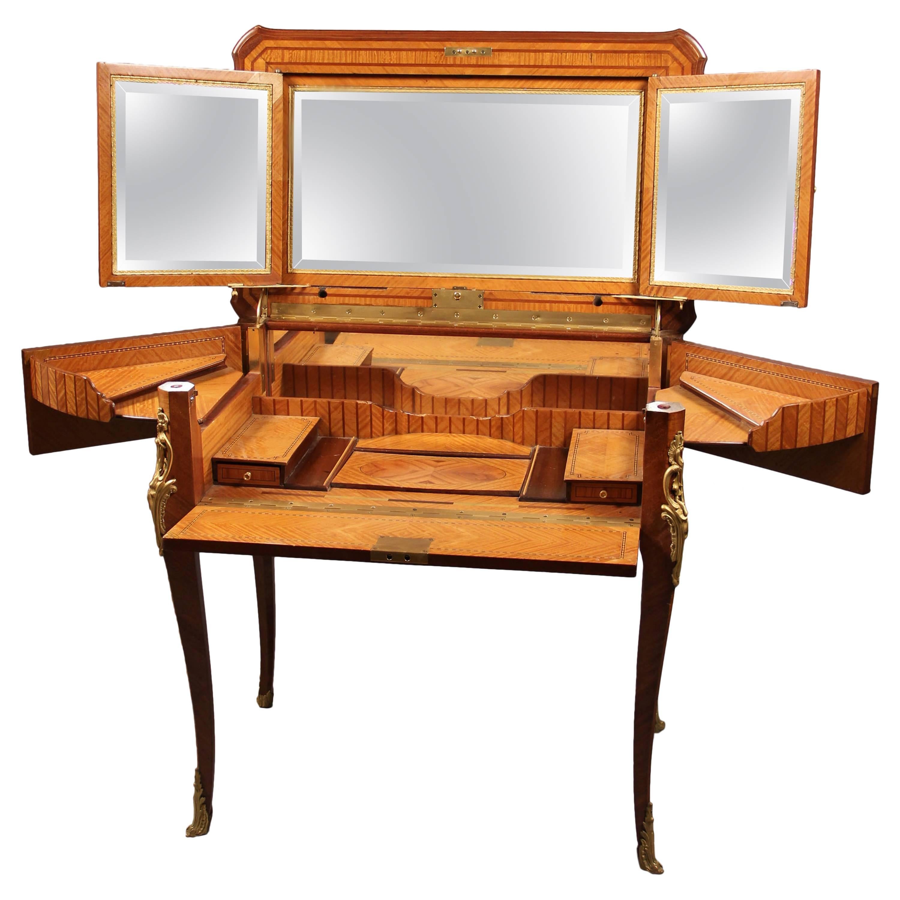 Rare Late 19th Century Dressing Gilt Bronze Mounted Dressing Table For Sale