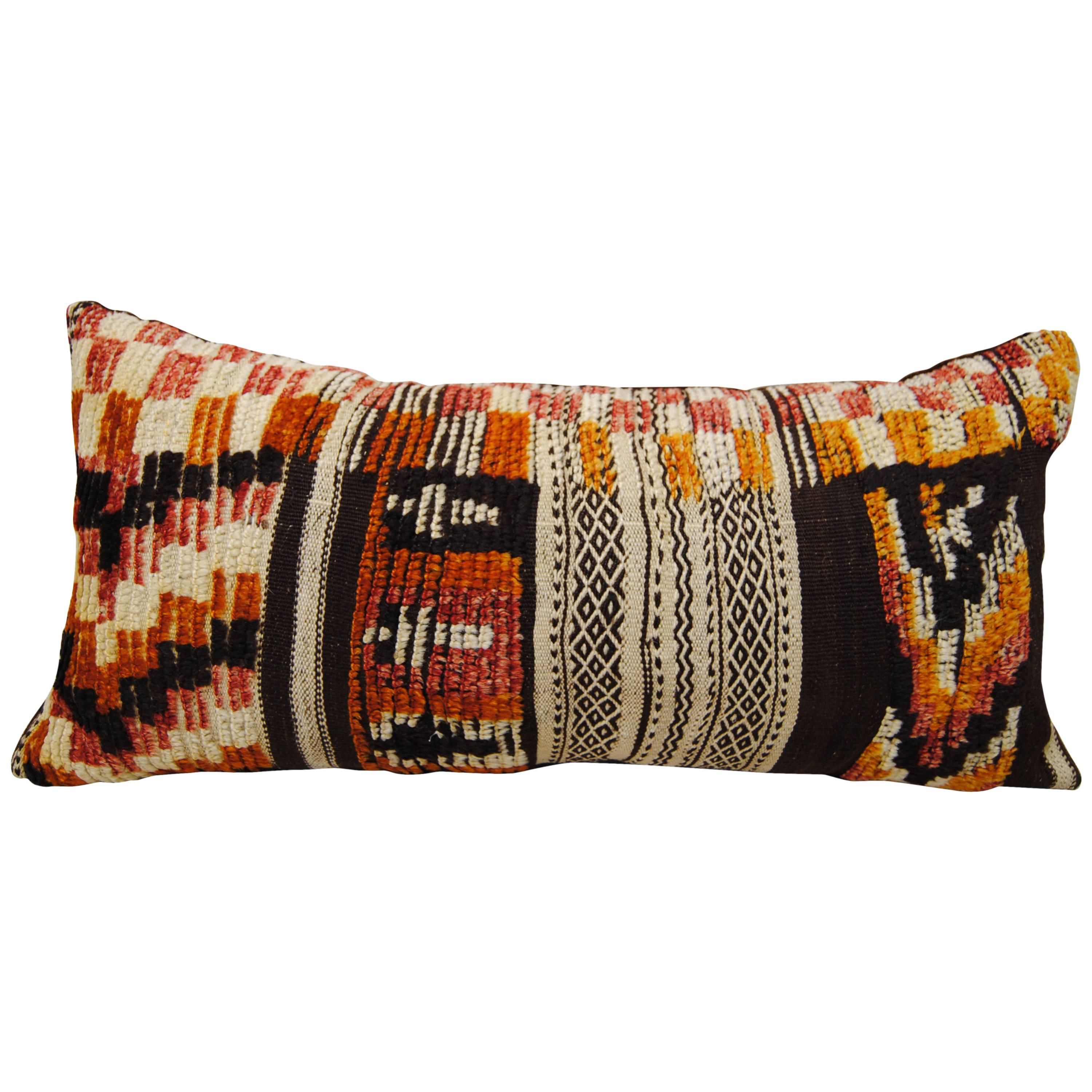 Custom Vintage Moroccan Hand-Loomed Wool Pillow