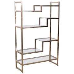 Brass and Gold Plated Bookshelf or Etagere Attributed to Maison Jansen 7