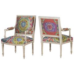 Pair of Antique French Painted Louis XVI Armchairs, circa 1880