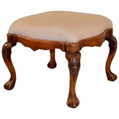 19th Century English Walnut Carved Stool