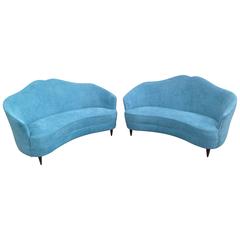 Pair of Curved Sofas by ISA