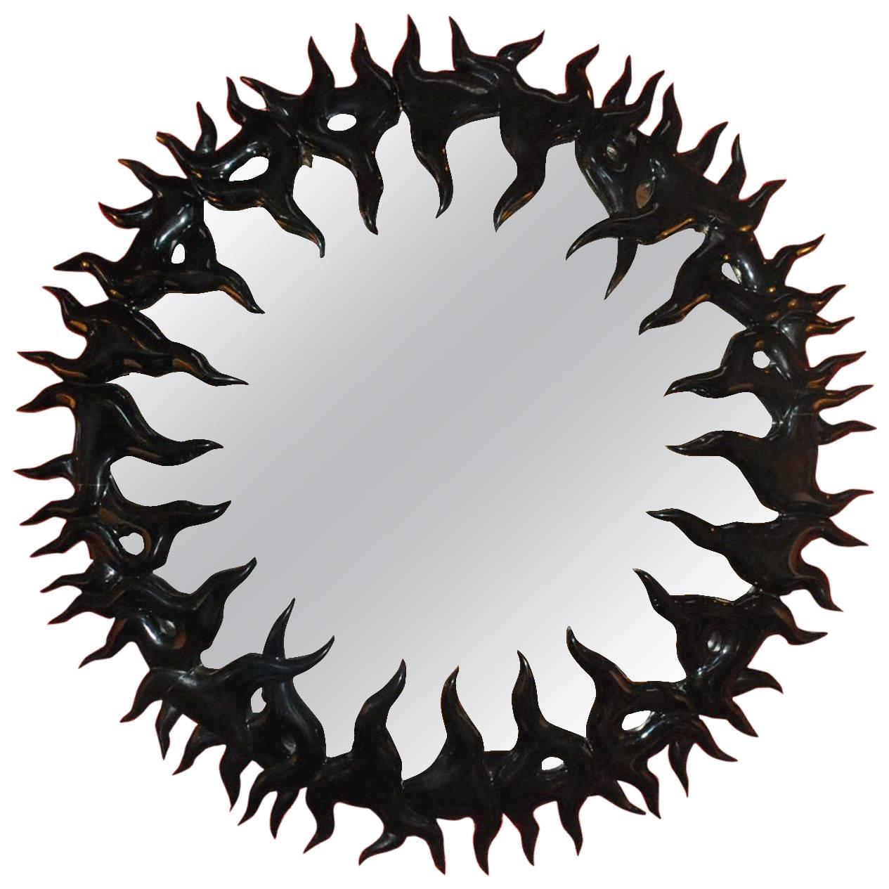 Elegant Black Lacquered Convex Mirror