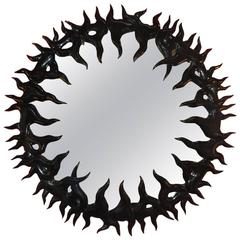 Elegant Black Lacquered Convex Mirror 8