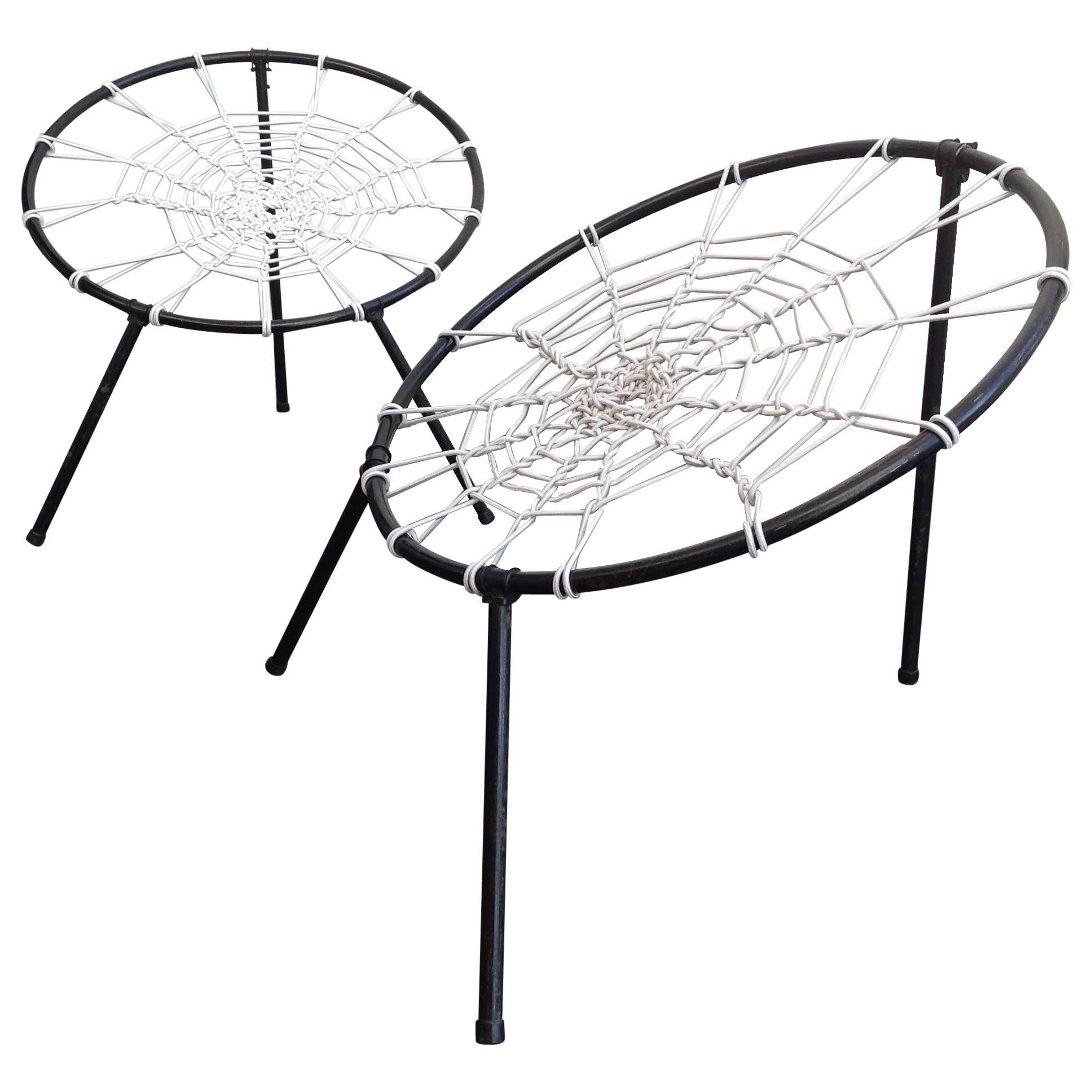 Original, First Edition Spider Web Folding Chairs by "PLAN" Made in France For Sale