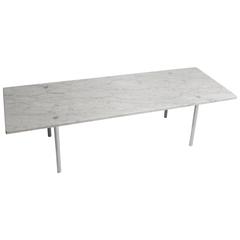 Carrara Marble and Chrome Coffee Table by Estelle and Erwine Laverne