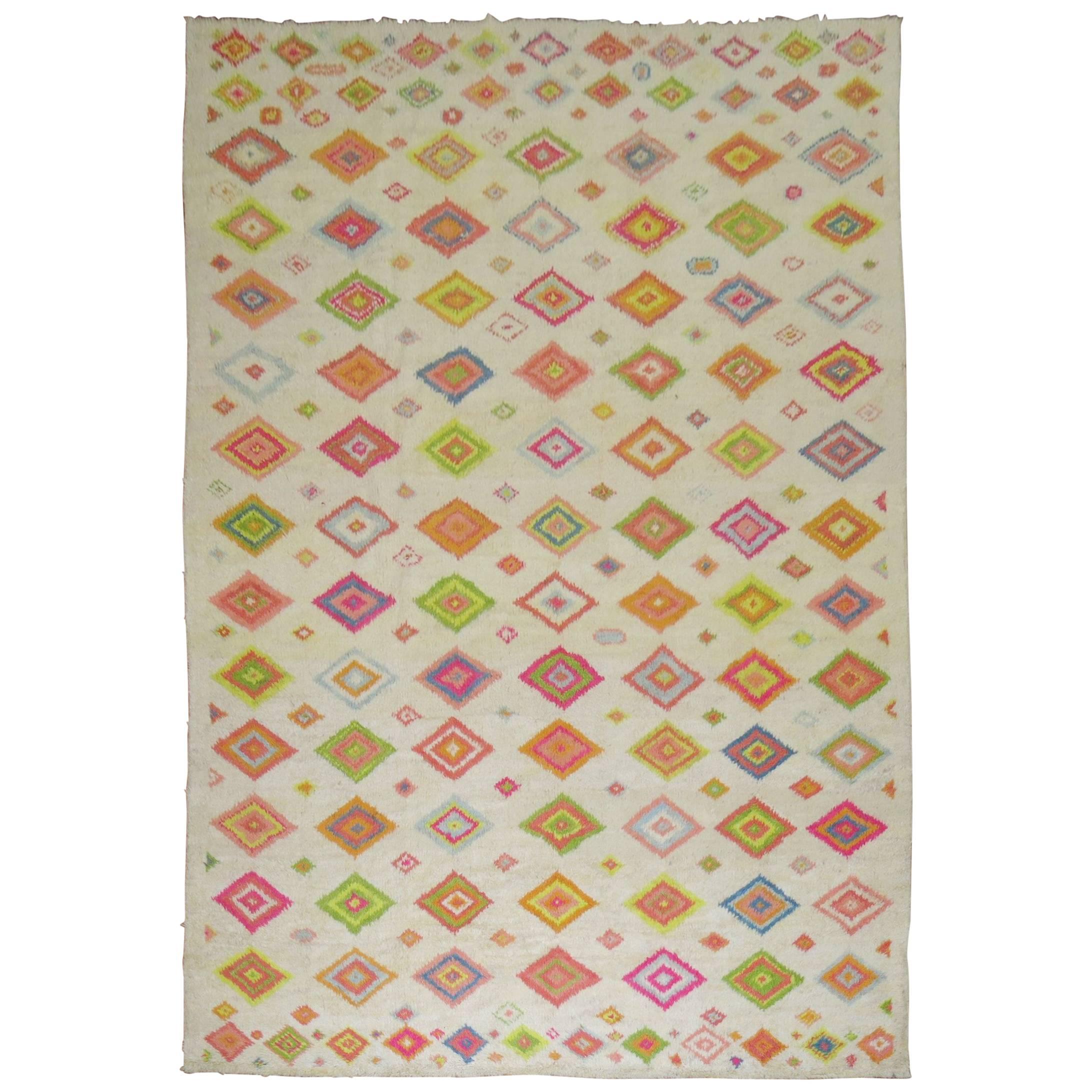 Large Colorful Turkish Tulu Bohemian Carpet