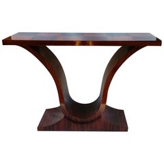 Elegant Art Deco Style Mahogany Veneer Console Table, Late 20th Century