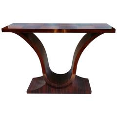 Elegant Art Deco Style Mahogany Veneer Console Table, Late 20th Century 11