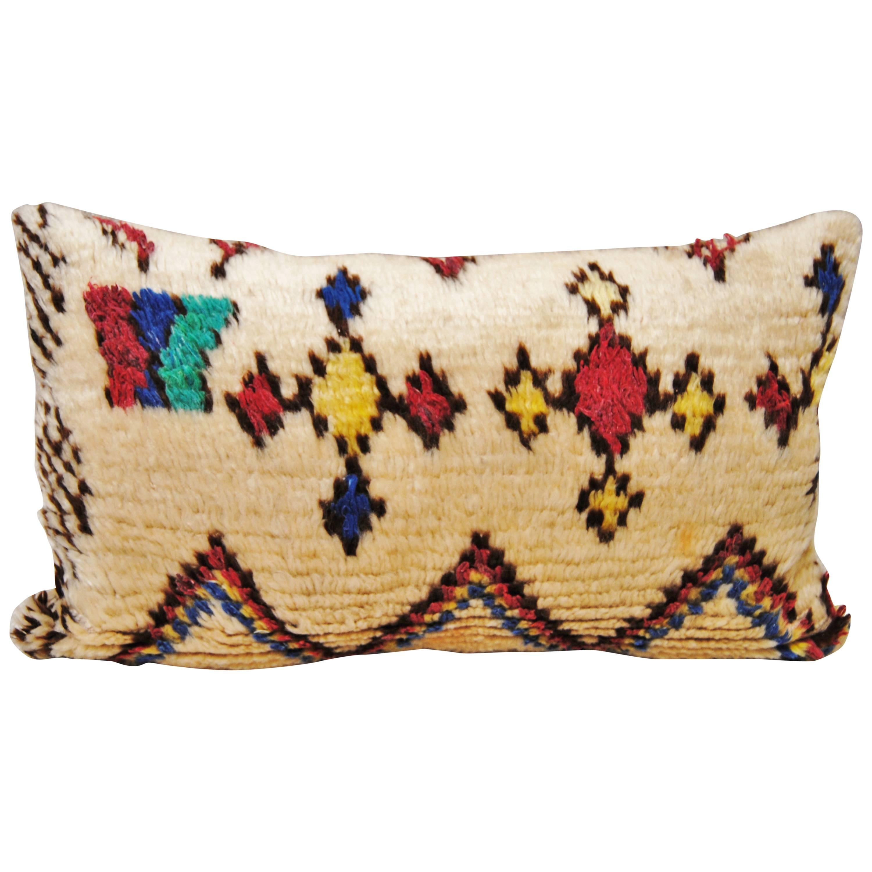 Custom Moroccan Pillow Cut from a Vintage Hand-Loomed Wool Vintage Azilal Rug