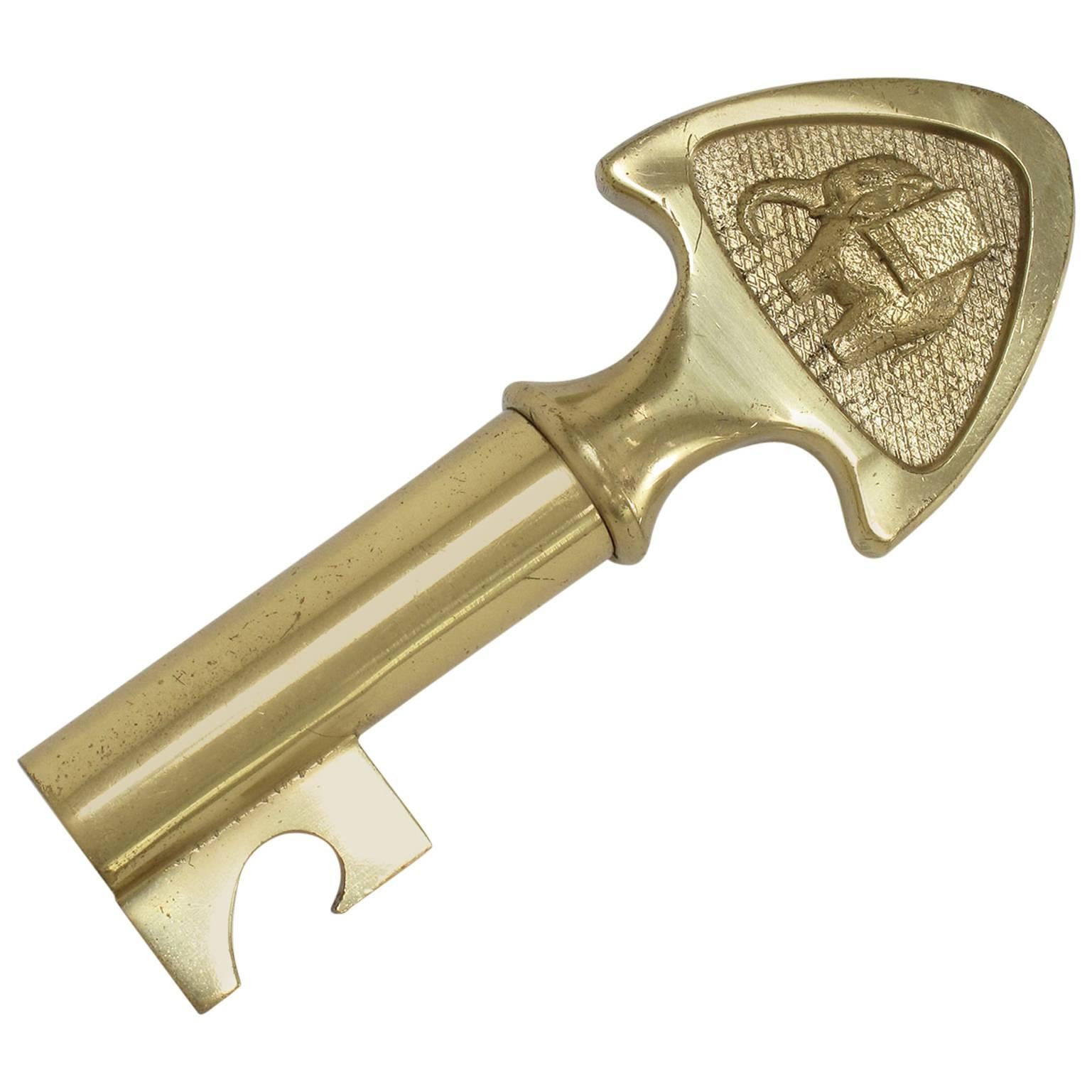 Carl Auböck Bottle Opener Corkscrew Key Vintage Solid Brass Bar Tool For Sale