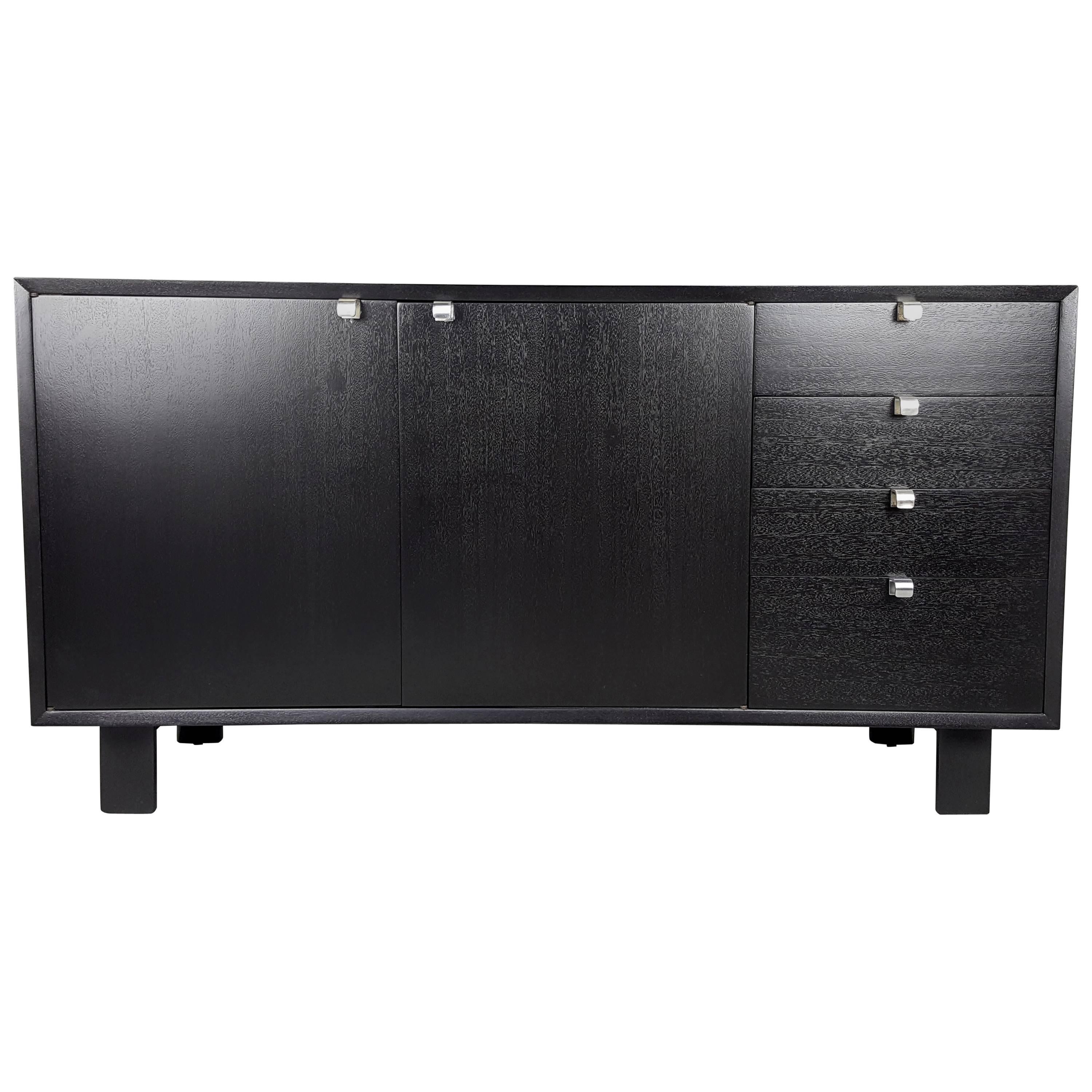 Handsome Ebonized Buffet or Credenza with Aluminum Pulls by George Nelson, 1950 