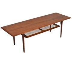 Peter Hvidt & Orla Mølgaard Nielsen Coffee Table with Cane Shelf