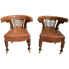 Pair of Mahogany Victorian Period Antique Desk Chairs