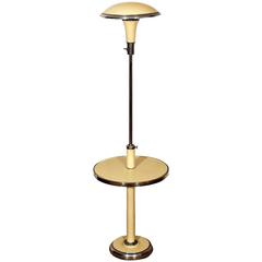 1930s Art Deco Floor Reading Lamp, lacquered and chromed sheet metal - France