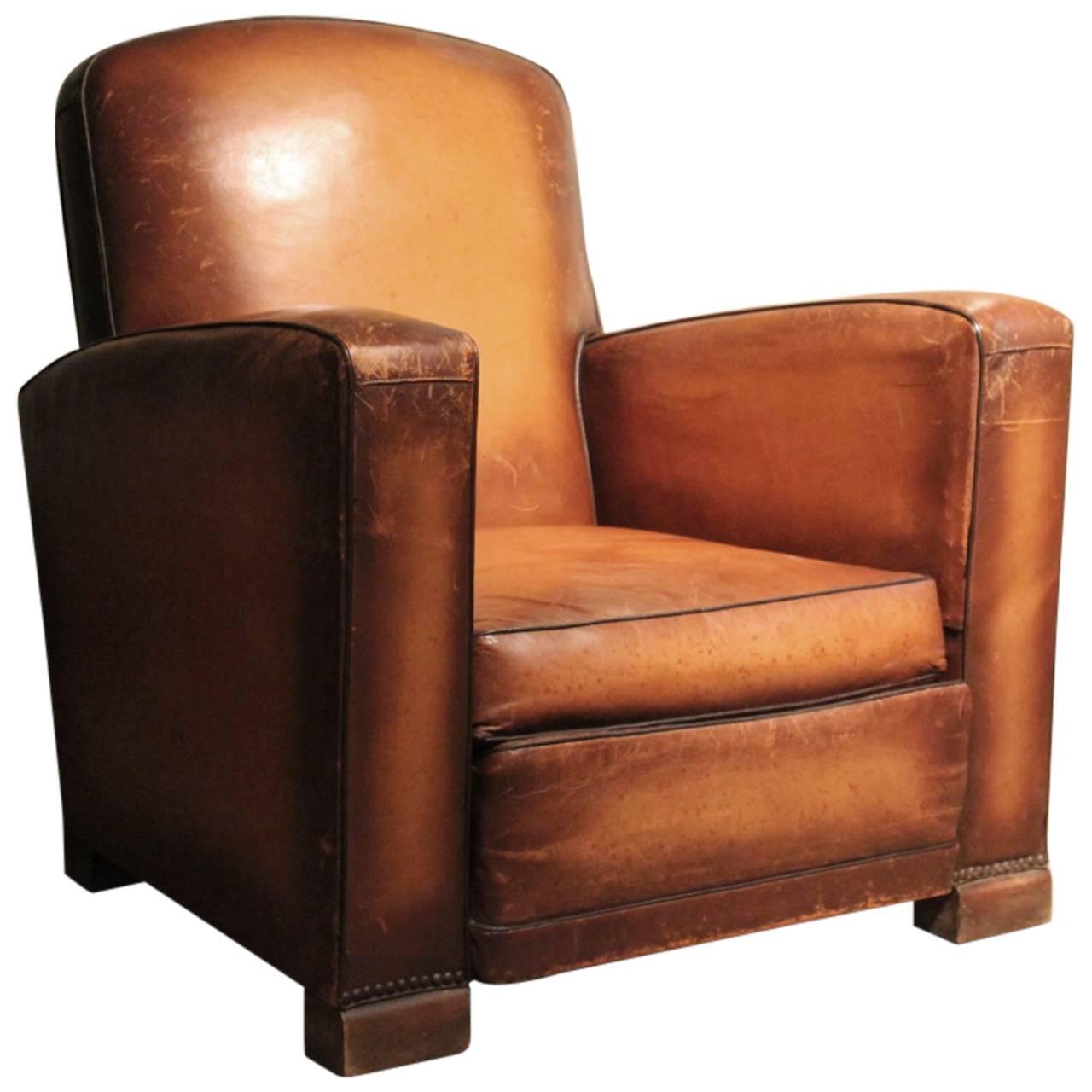 Circa 1930s Single Leather Armchair at 1stdibs