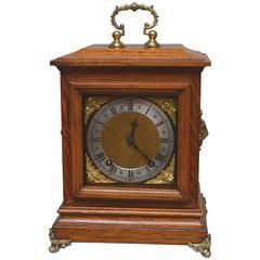Antique Small Oak Ting Tang Mantel Clock