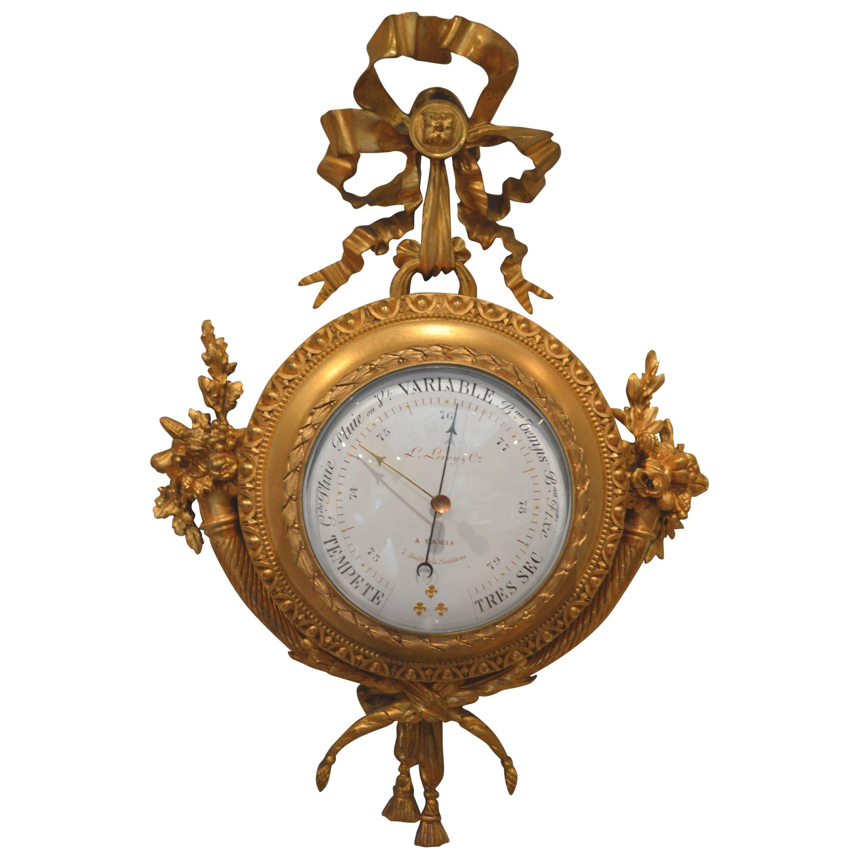 Unusual French Ormolu Cartel Barometer