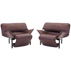 Pair of Adjustable Vico Magistretti for Cassina Veranda Chaise Lounge Chairs
