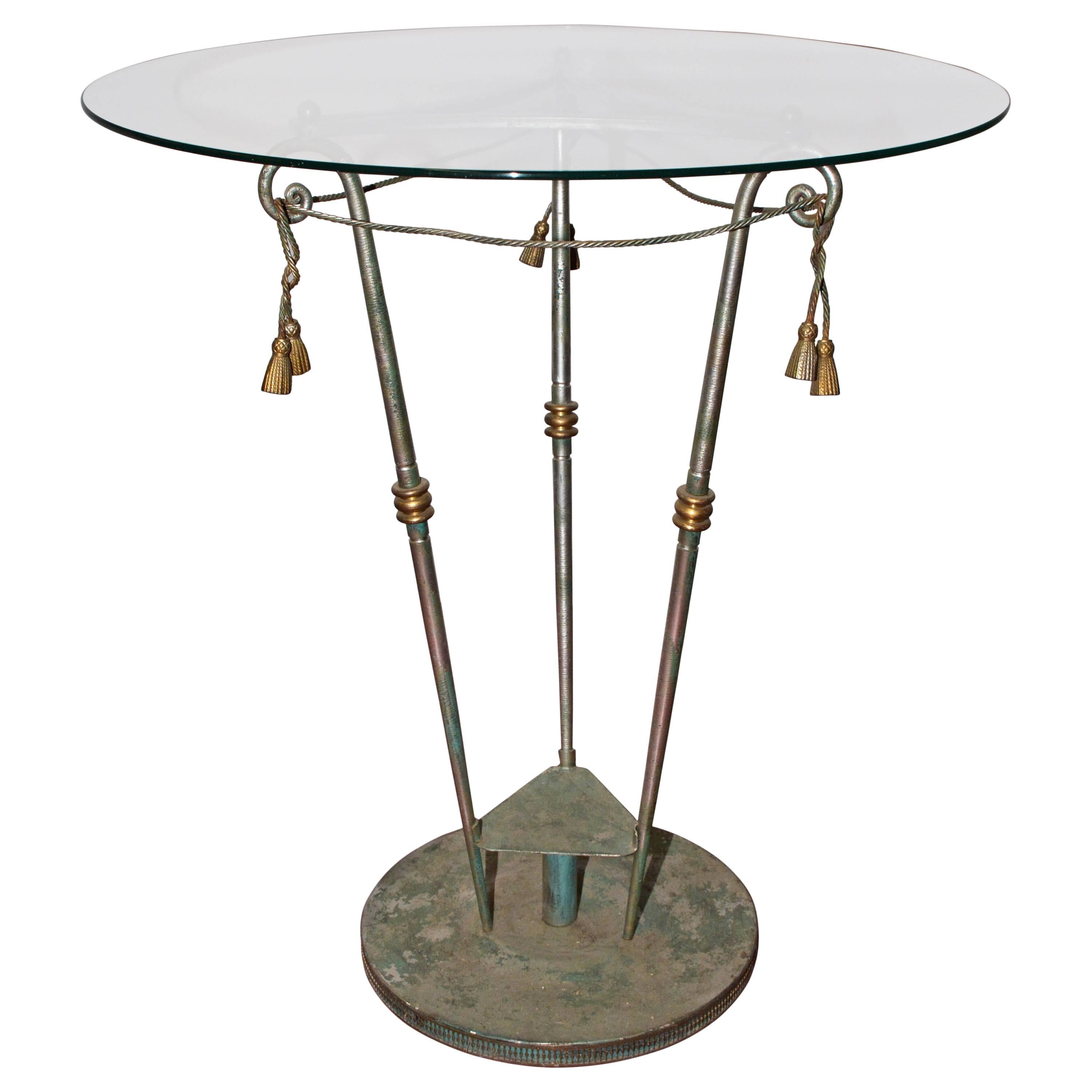 Pair of French Gilded Iron Corner Tables For Sale at 1stDibs