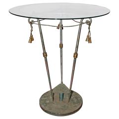 Neoclassical Iron and Glass Center Table 3