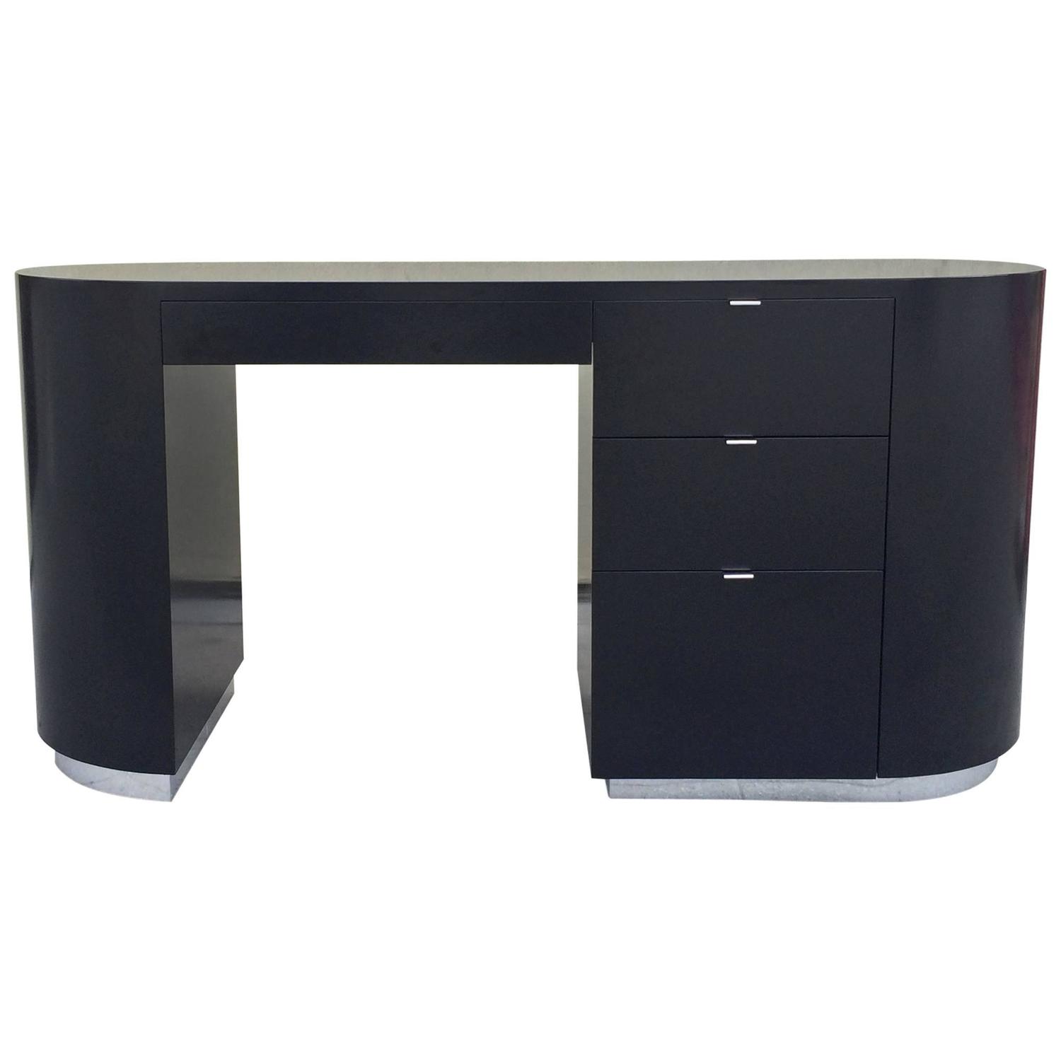 Architectural Black Lacquer Desk at 1stdibs
