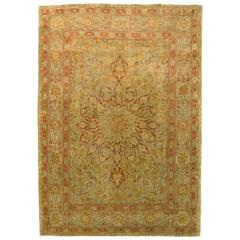 Antique Persian Tabriz Oriental Rug in Small Size with Medallion and Soft Colors 2