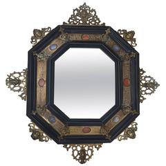 Antique Octagonal Florentin Mirror in the Style of the 17th Century