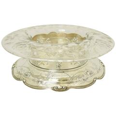 Antique Gorham Sterling Silver and Etched Glass One of a Kind Centerpiece