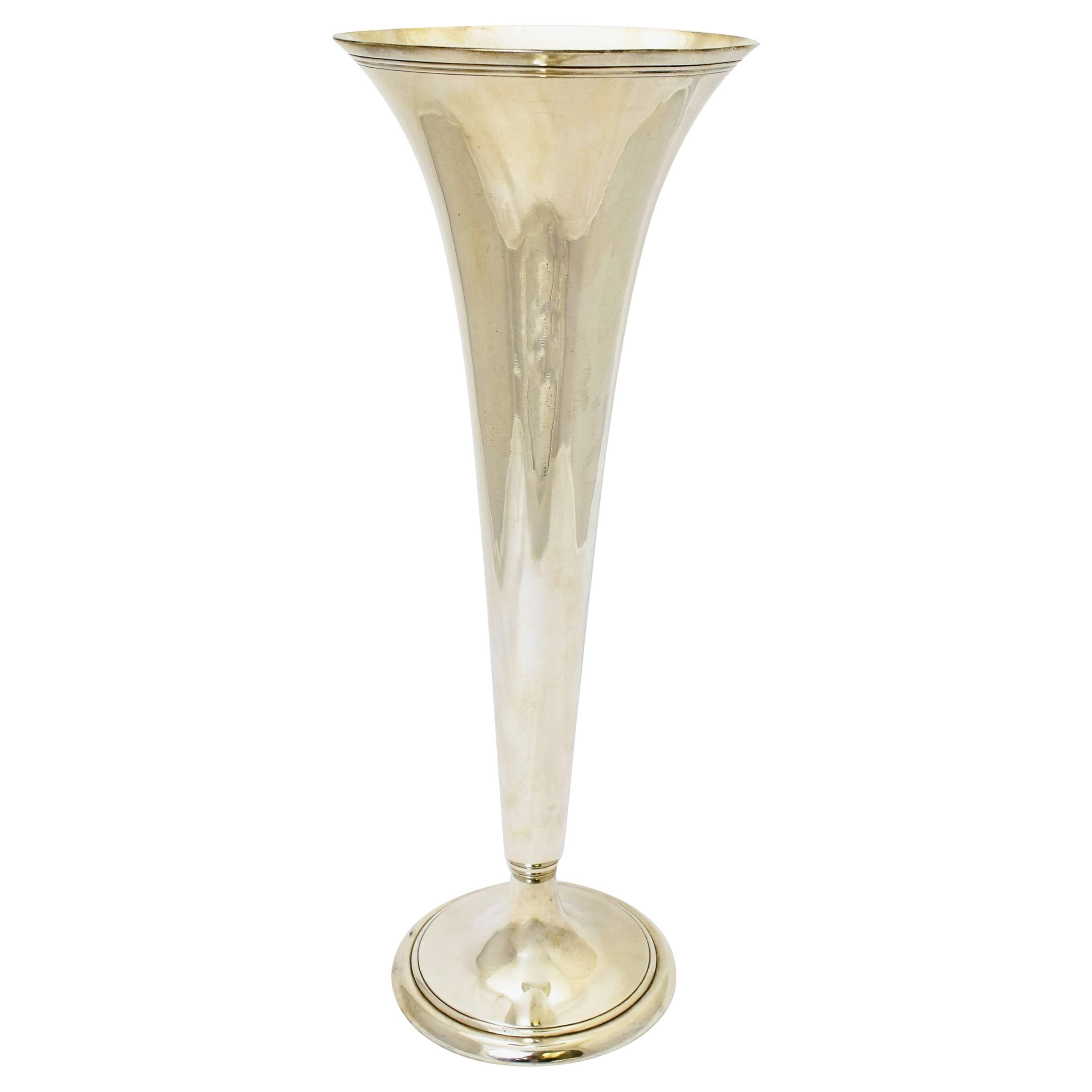 Tiffany & Co. Large Sterling Silver Trumpet Vase For Sale