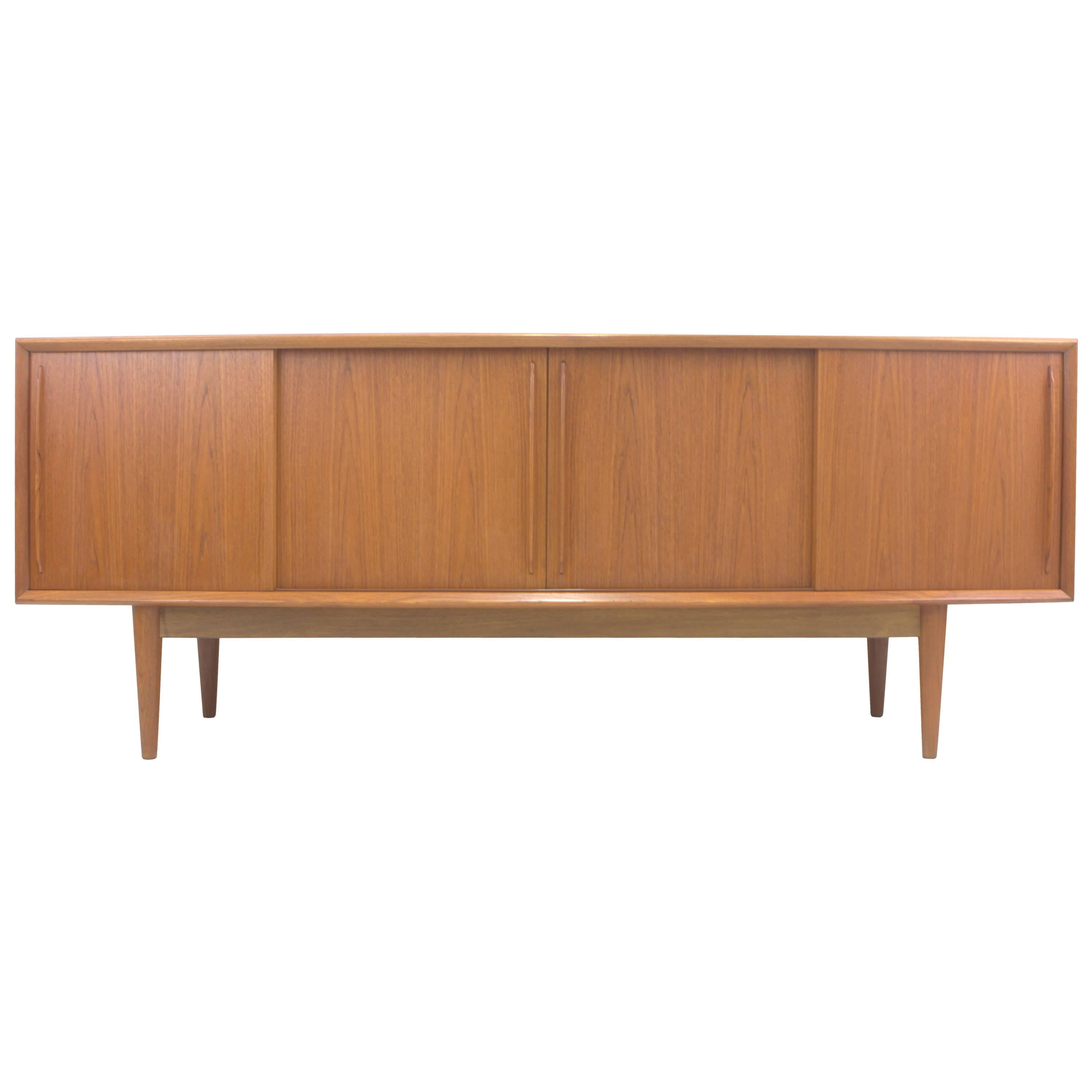 Arne Vodder Bowfront Teak Credenza for H.P. Hansen For Sale