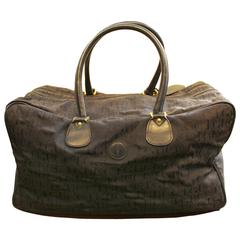 Leather Shoulder Duffle Style Bag with Brass Supports For Sale at 1stDibs