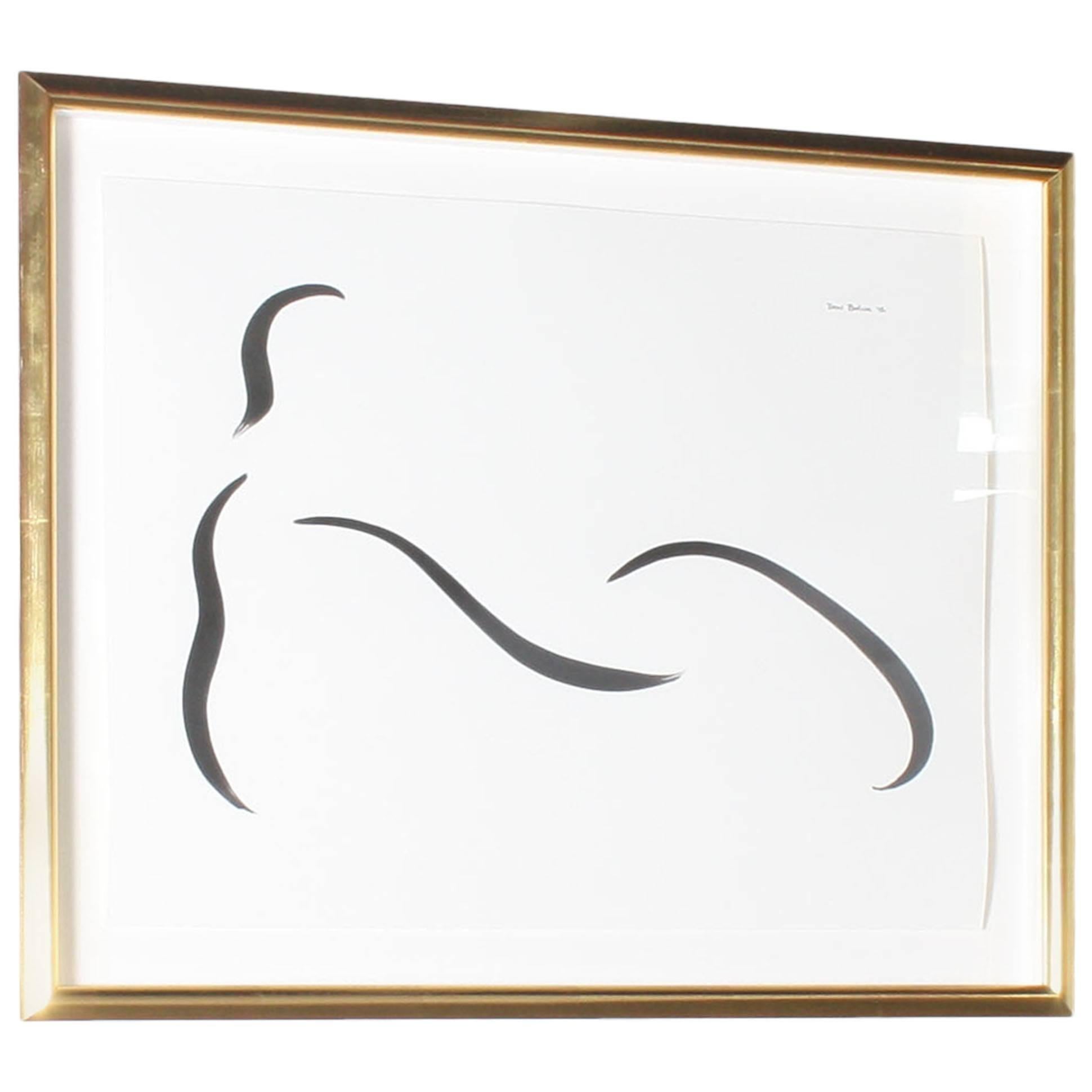 Framed Don Bodine Line Drawing