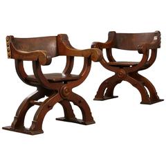 Pair of Danish Savonarola style and 'Game of Thrones' type Chairs