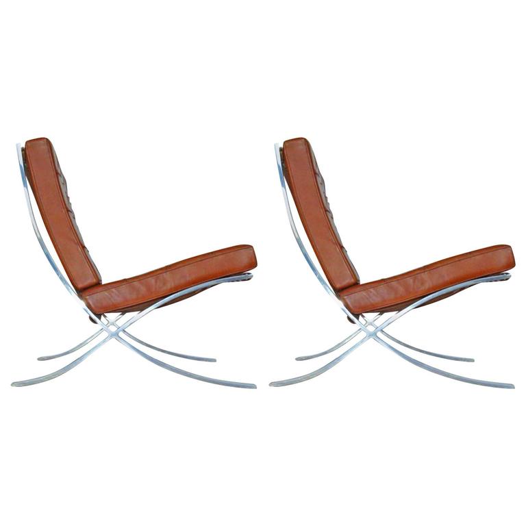Pair of Knoll Barcelona Chairs at 1stDibs