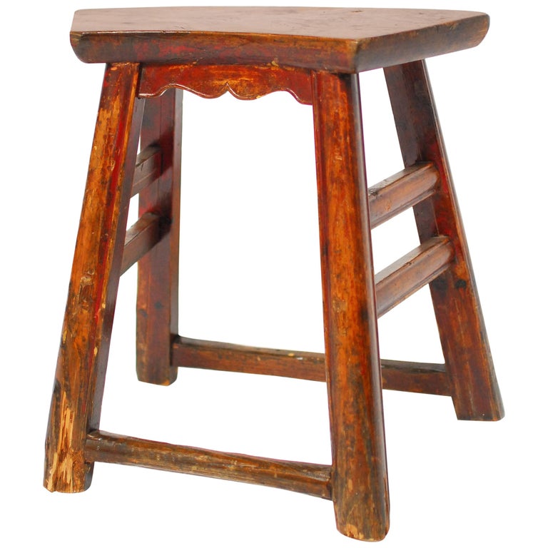 Fan Shape Stool 19th Century, Chinese Provincial Fan Shaped Stool For Sale at 1stDibs