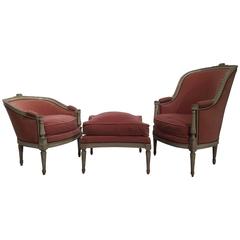 19th Century Louis XVI Painted Three Piece Duchesse Brisee