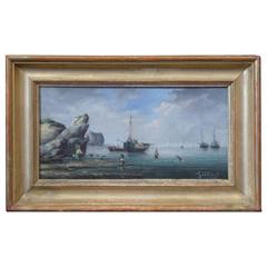 19th Century Oil on Canvas Called Les Pêcheurs by Pierre Julien Gilbert