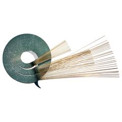 Curtis Jere Brass and Turquoise Wall Metal Sculpture 3