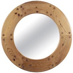 Round Mirror in Pinewood