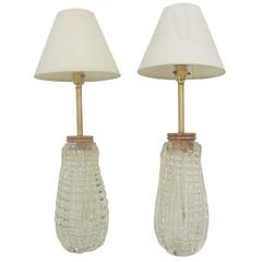 Pair of Unusual Glass Lamps